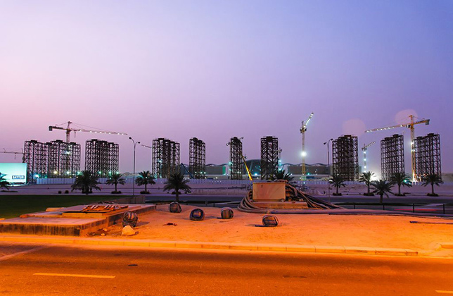 Qatar is a country that is always working to improve itself, as seen by all of the construction sites spotted around the city of Doha. Photo by Sam Agnew.