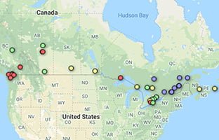 A map of Canadian universities founded since 1959