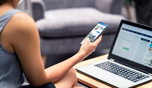 Woman looking at phone.