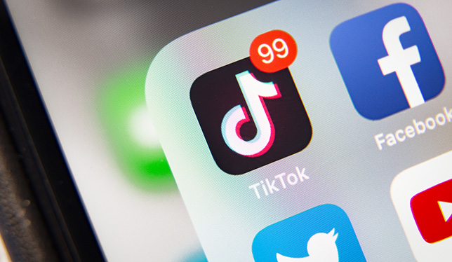 TikTok and Facebook application  on screen Apple iPhone